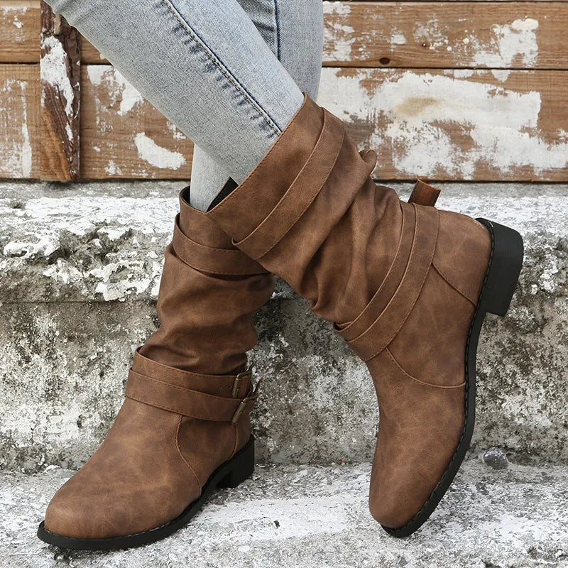 Rina® | Kowbojskie buty w stylu western z ozdobną klamrą